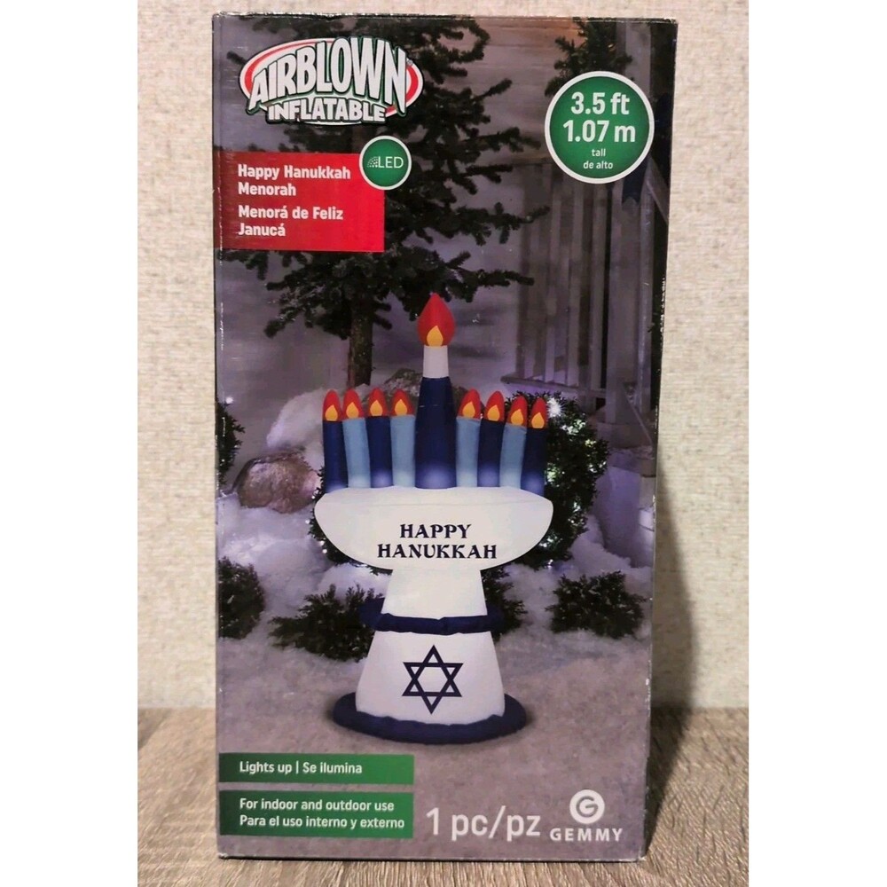 Happy Hanukkah Inflatable Menorah 3.5ft Gemmy